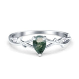 Floral Pear Teardrop Natural Stone Wedding Ring