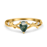 Floral Pear Teardrop Natural Stone Wedding Ring