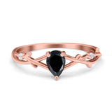 Floral Pear Teardrop Natural Stone Wedding Ring