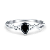 Floral Pear Teardrop Natural Stone Wedding Ring