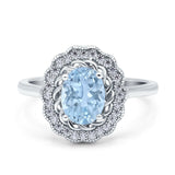 Art Deco Oval Natural Stone Flower Ring