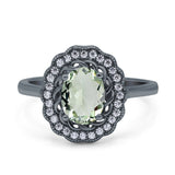 Art Deco Oval Natural Stone Flower Ring