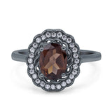 Art Deco Oval Natural Stone Flower Ring