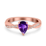 Pear Teardrop Natural Stone Infinity Shank Ring