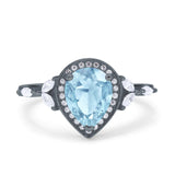 Pear Teardrop Natural Stone Leaf Style Ring