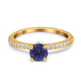 Art Deco Round Natural Stone Wedding Ring