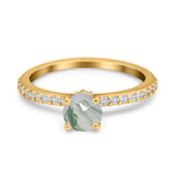 Art Deco Round Natural Stone Wedding Ring