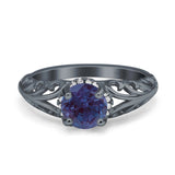 Art Deco Round Natural Stone Filigree Ring