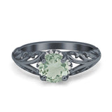 Art Deco Round Natural Stone Filigree Ring