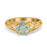 Art Deco Round Natural Stone Filigree Ring