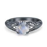 Art Deco Round Natural Stone Filigree Ring