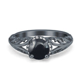 Art Deco Round Natural Stone Filigree Ring