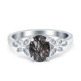 Art Deco Oval Natural Stone Butterfly Ring