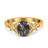 Art Deco Oval Natural Stone Butterfly Ring
