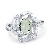 Floral Oval Natural Stone Cocktail Ring