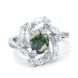 Floral Oval Natural Stone Cocktail Ring
