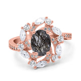 Floral Oval Natural Stone Cocktail Ring