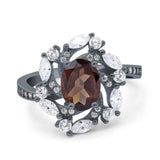 Floral Oval Natural Stone Cocktail Ring