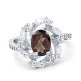 Floral Oval Natural Stone Cocktail Ring