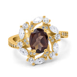 Floral Oval Natural Stone Cocktail Ring