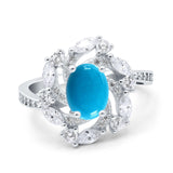Floral Oval Natural Stone Cocktail Ring