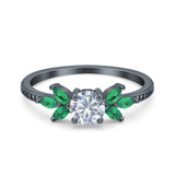 Art Deco Round Natural Stone Floral Ring
