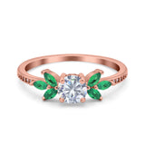 Art Deco Round Natural Stone Floral Ring