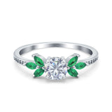 Art Deco Round Natural Stone Floral Ring