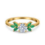 Art Deco Round Natural Stone Floral Ring