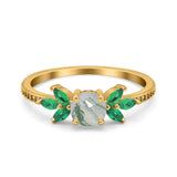 Art Deco Round Natural Stone Floral Ring