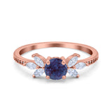 Art Deco Round Natural Stone Floral Ring