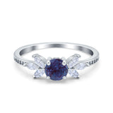 Art Deco Round Natural Stone Floral Ring