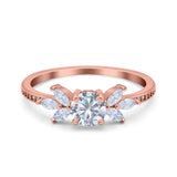 Art Deco Round Natural Stone Floral Ring