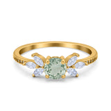 Art Deco Round Natural Stone Floral Ring