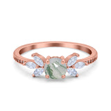 Art Deco Round Natural Stone Floral Ring