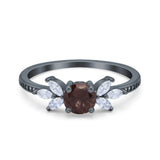Art Deco Round Natural Stone Floral Ring