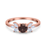 Art Deco Round Natural Stone Floral Ring
