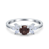 Art Deco Round Natural Stone Floral Ring