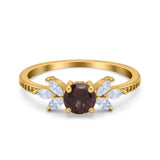 Art Deco Round Natural Stone Floral Ring