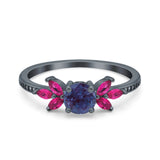 Art Deco Round Natural Stone Floral Ring