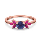 Art Deco Round Natural Stone Floral Ring