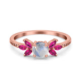 Art Deco Round Natural Stone Floral Ring