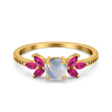Art Deco Round Natural Stone Floral Ring