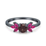 Art Deco Round Natural Stone Floral Ring