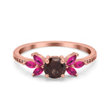 Art Deco Round Natural Stone Floral Ring