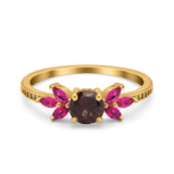 Art Deco Round Natural Stone Floral Ring