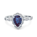 Vintage Style Pear Teardrop Natural Stone Ring