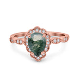 Vintage Style Pear Teardrop Natural Stone Ring