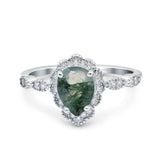 Vintage Style Pear Teardrop Natural Stone Ring