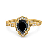 Vintage Style Pear Teardrop Natural Stone Ring